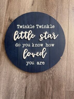 Hobby Lobby Navy Round 'Twinkle Twinkle Little Star' Wall Plaque